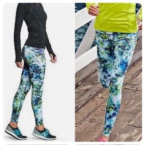 ATHLETA Womens MEDIUM Sonar Tights Hypersonic Full Length Blue Green